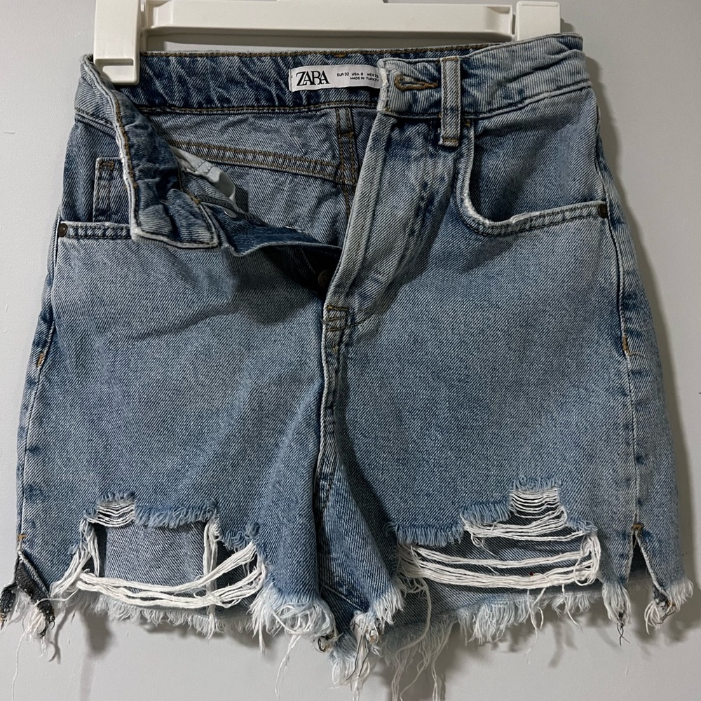 Denim high waisted shorts Zara